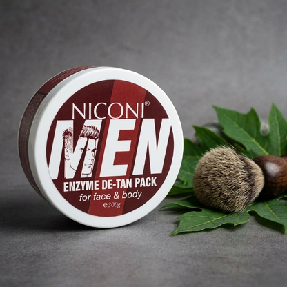 Niconi Men Enzyme De-Tan Pack for Face & Body | Professional Tan Removal & Skin Brightening |